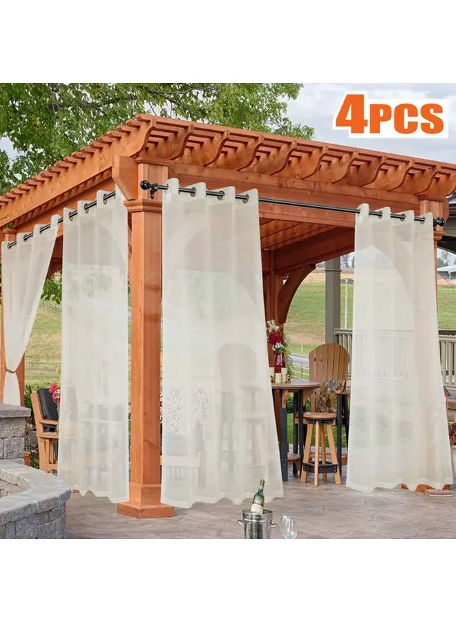 الستائر الخارجية البيج 37 × 95 بوصة 4 ألواح ستائر ترشيح الضوء للفناء والحديقة - Image 5